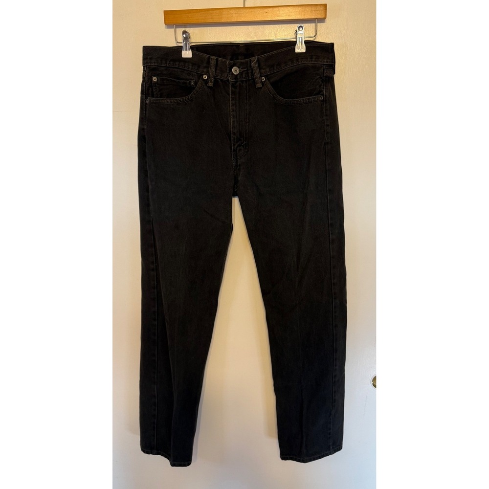 Levis 505 Regular Fit Black Denim Jeans Mens 34x34 Straight Leg 00505-0260